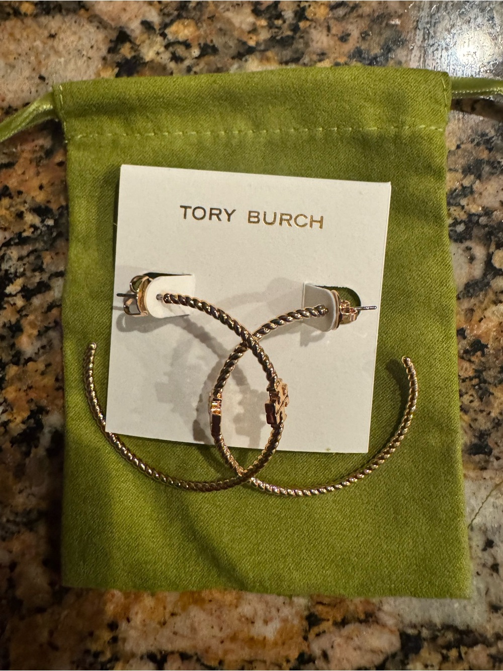 Tory burch texture Rope logo Hoop Earring